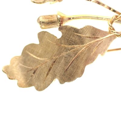 Image 2 of Gold brooch nature design; oak leaf