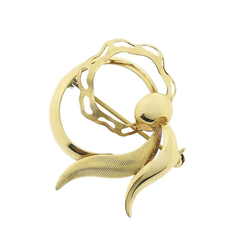 Image 8 of Vintage gold abstract brooch