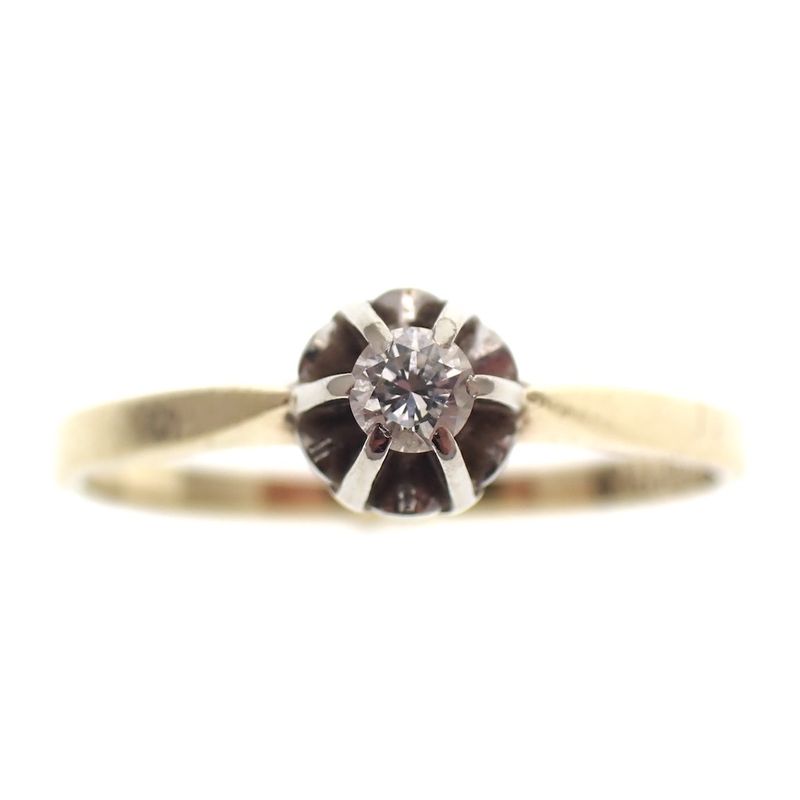 Image 2 of Gold solitaire ring with diamond 0.07 ct.