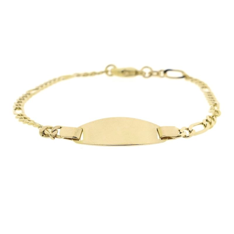 Image 4 of Gold Figaro link bracelet with engraving plate | 18.5 cm