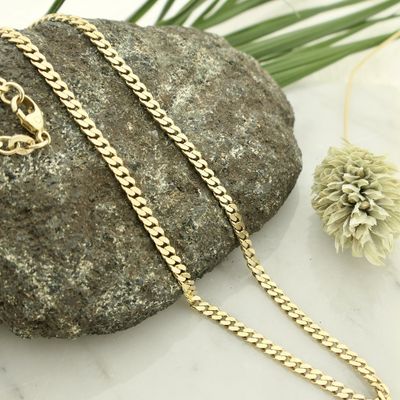 Image 2 of Gold flat gourmet link chain | 41 cm