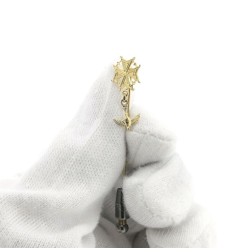 Image 5 of Antique gold lapel pin with a Huguenot cross