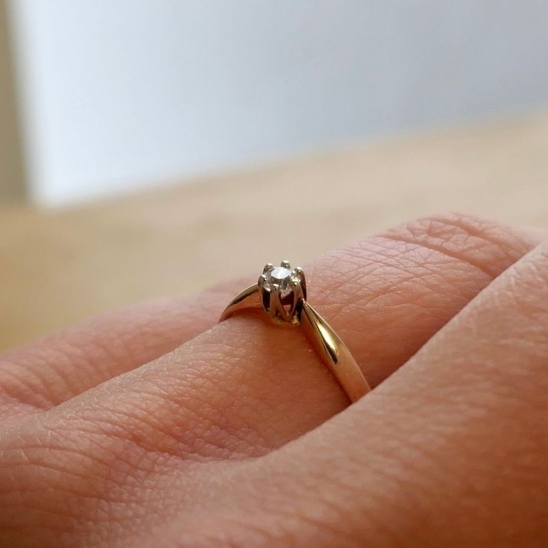 Image 6 of Rose gold solitaire ring with diamond; 0.05 ct.