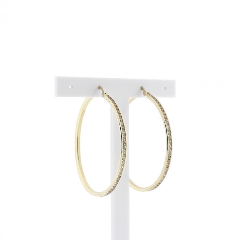 Image 4 of Gold earrings with zirconia; Ø 51.5 mm