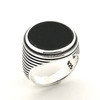 Silver signet ring with onyx stone
