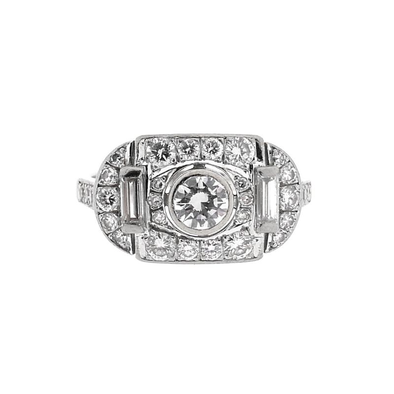 Image 5 of White gold Art Deco ring with diamond; 0.65 ct.