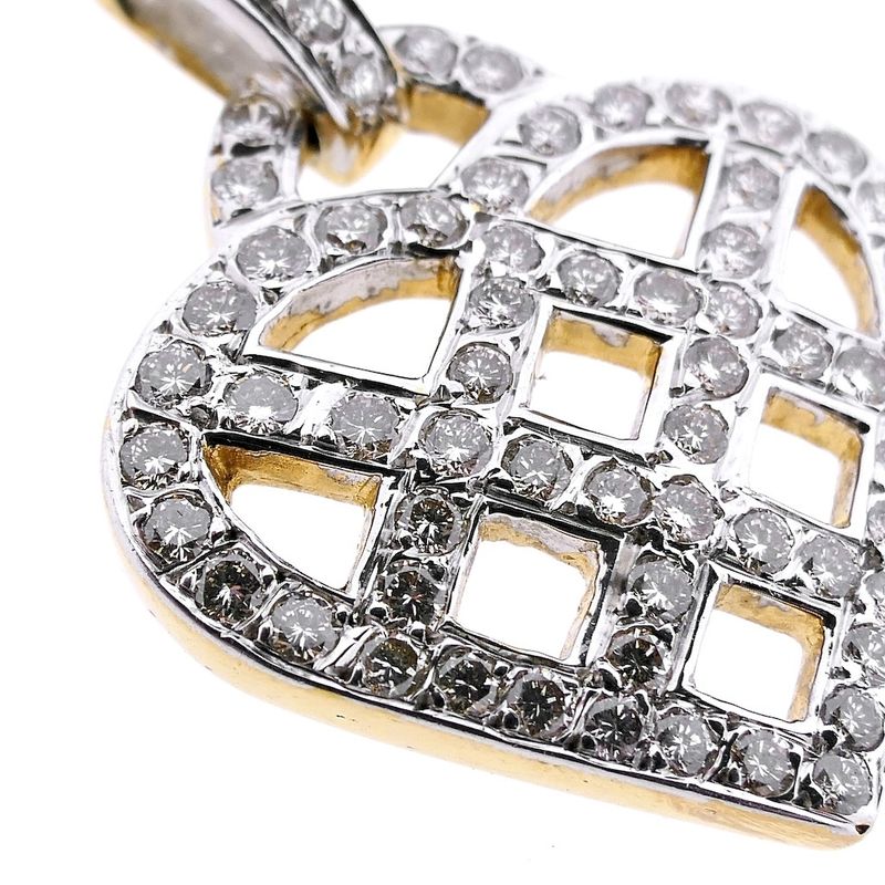 Image 3 of Gold heart pendant with diamonds; 1.30 ct.