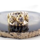 Image 3 of Two-tone gold wide ring set with zirconia