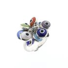 Image 1 of Silver ring with multiple colored Nazar eye charms