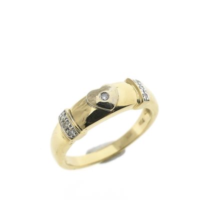 Image 1 of 18-karat two-tone gold ring with a heart and a 0.07-ct diamond.