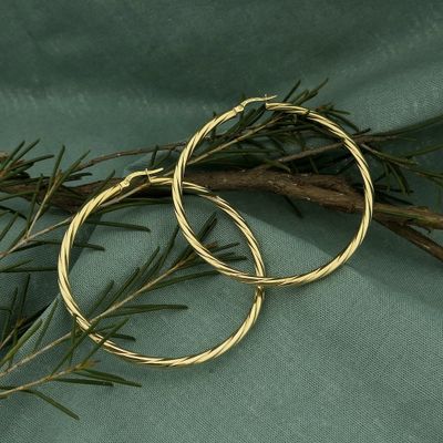 Image 2 of Gold twisted earrings | Ø 54.5 mm