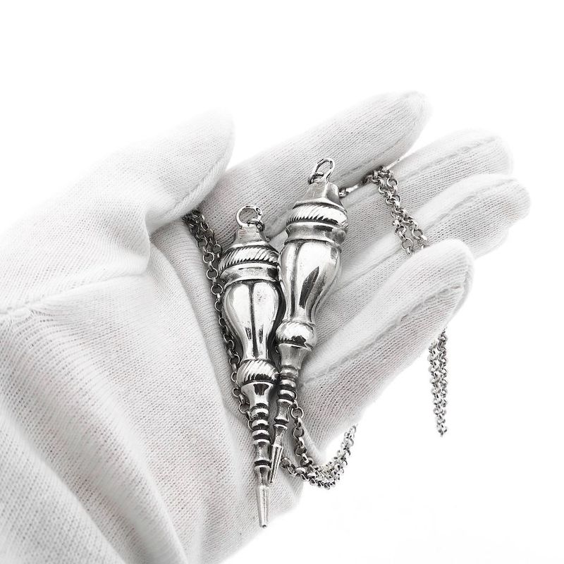 Image 5 of Antique Silver Necklace with Knitting Needle Caps