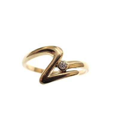 Image 2 of Golden fantasy ring with diamond 0.025 ct.