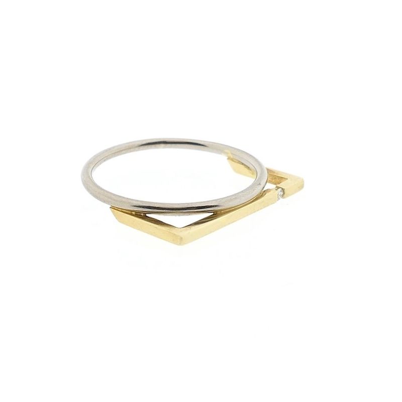 Image 4 of Two-tone gold abstract ring with diamond; 0.015 ct.