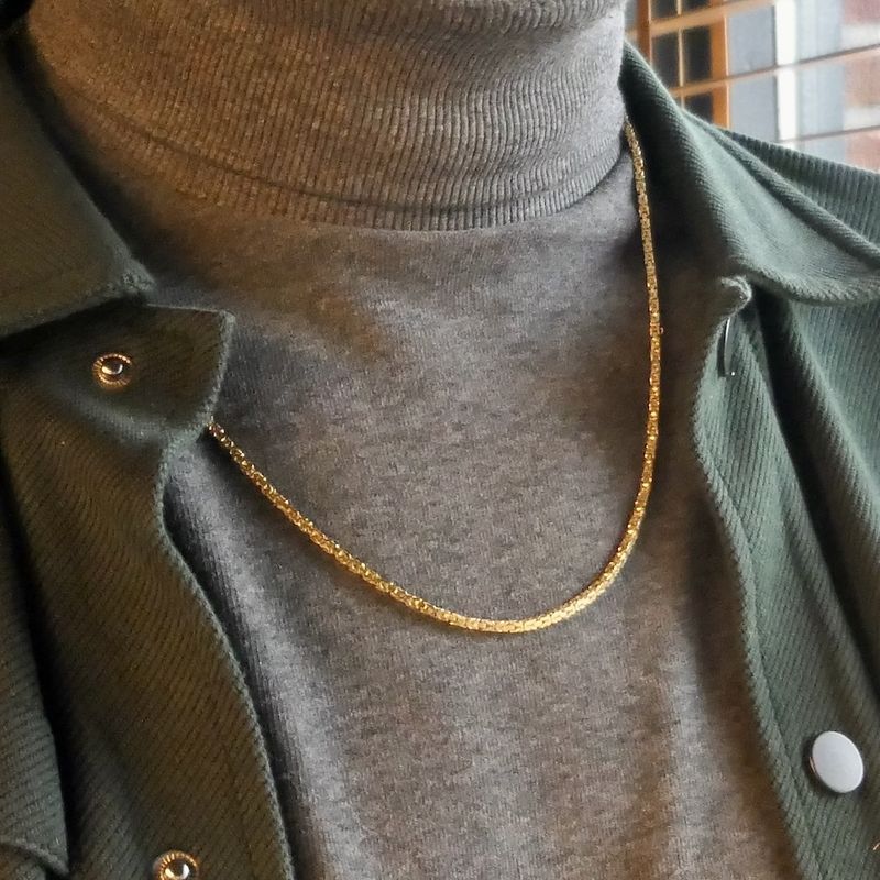 Image 9 of Gold square king link necklace | 62 cm