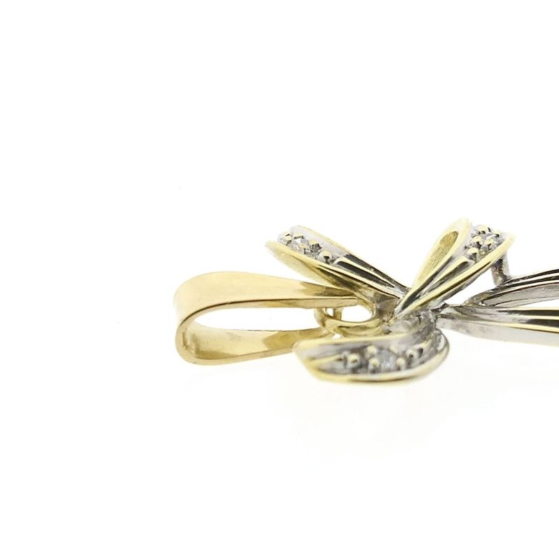 Image 5 of Two-tone gold bow pendant with diamond | 0.04 ct.
