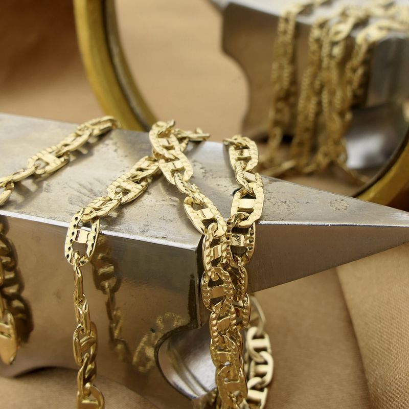 Image 8 of Gold navy link necklace; men | 59.5 cm