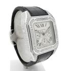 Image 3 of Cartier Santos 100 XL Chronograph 'Factory-Set' Diamonds 2891; 18k white gold watch with diamonds