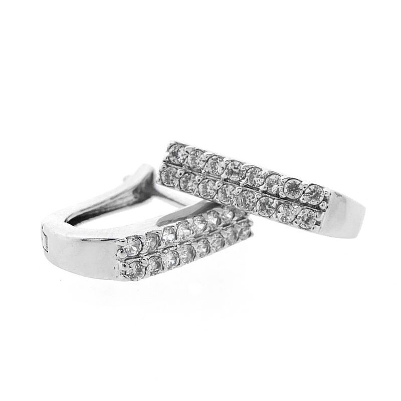 Image 3 of White gold stud earrings with zirconia