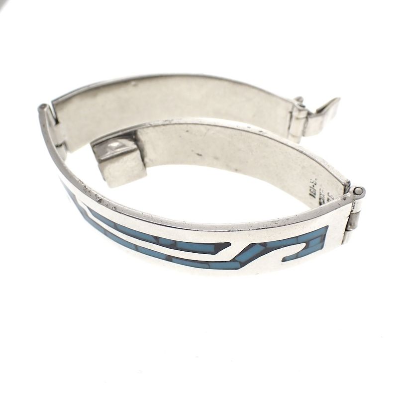 Image 6 of Silver slave bracelet with an enamel mosaic; Size S