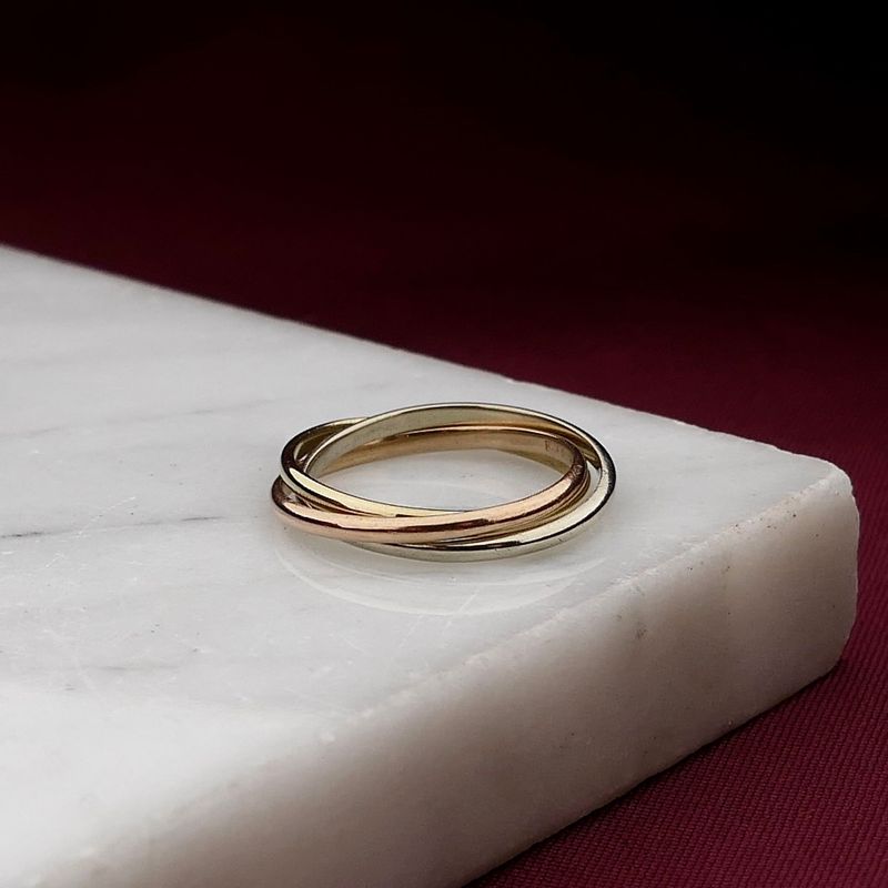 Image 2 of Tricolor Gold Ring; 14 Karat; Size 15