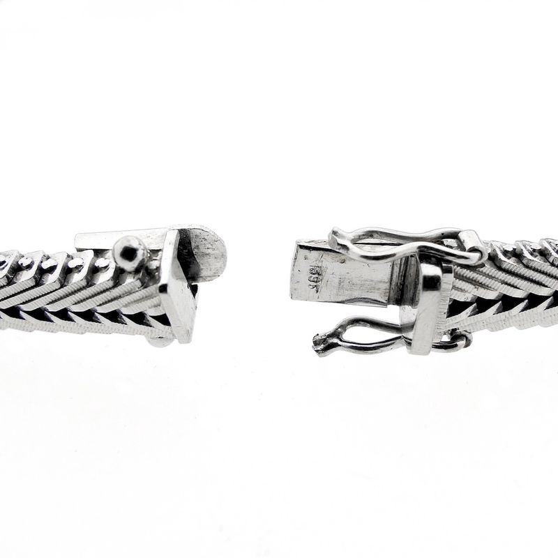 Image 7 of White gold herringbone link bracelet with 1.00 ct. diamonds.