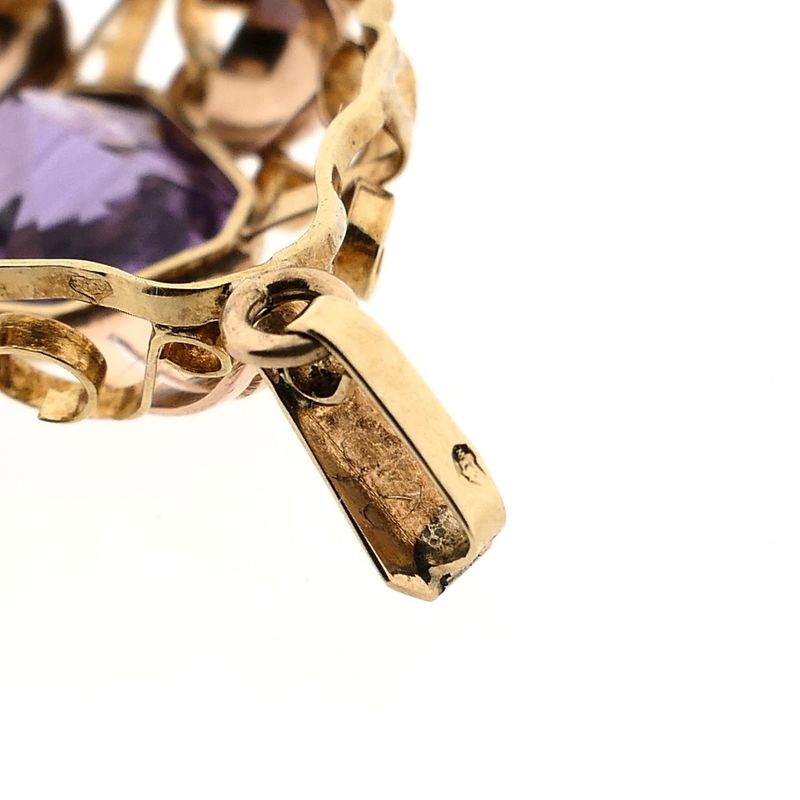 Image 7 of Bicolor Gold Pendant with Synthetic Purple Gemstone
