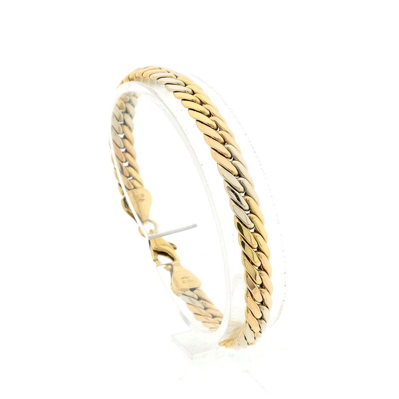 Image 1 of Tricolor gold gourmet link bracelet