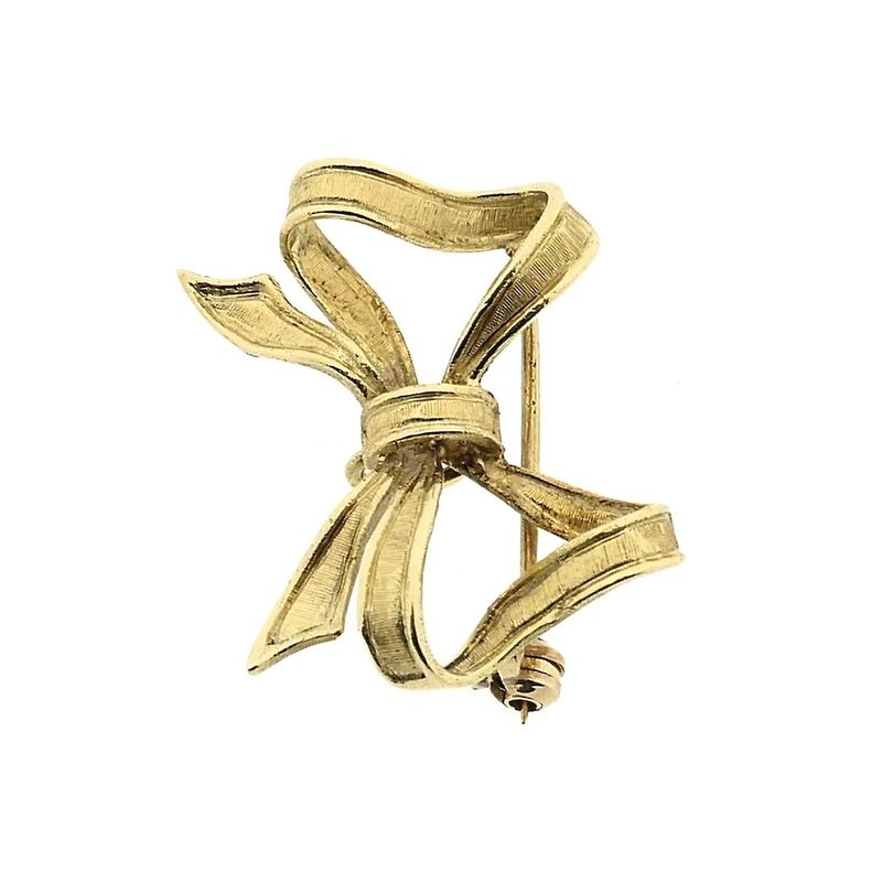 Image 8 of Gold brooch; Bow