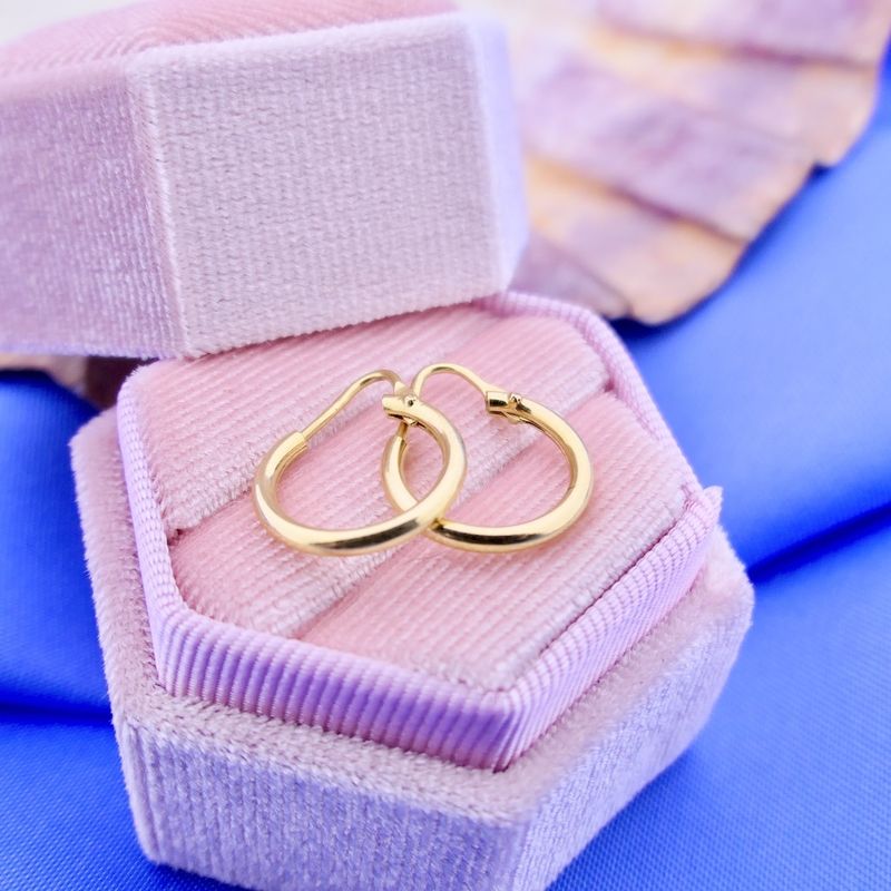 Image 7 of Gold earrings; Ø 14 mm