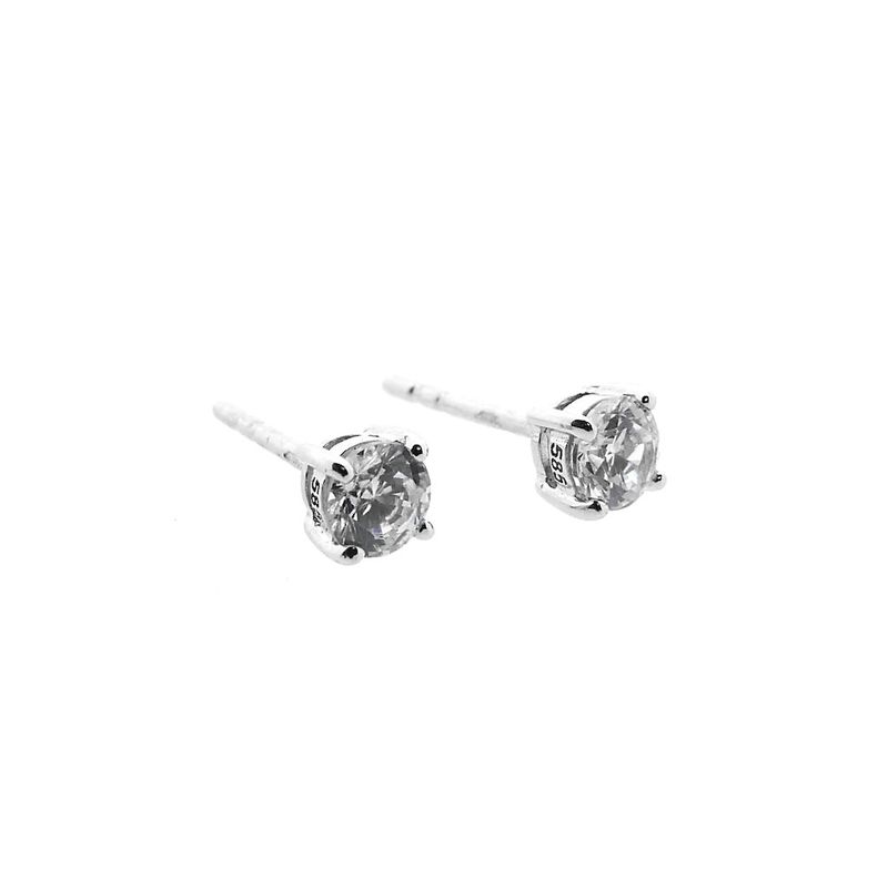 Image 7 of White gold stud earrings with zirconia