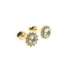 Image 9 of Vintage gold floral stud earrings with diamonds; 0.94 ct.
