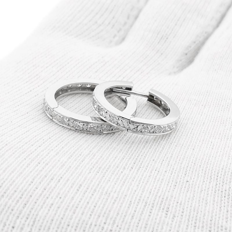 Image 13 of White Gold Hoop Earrings with Diamonds; Approx. 0.76 ct.