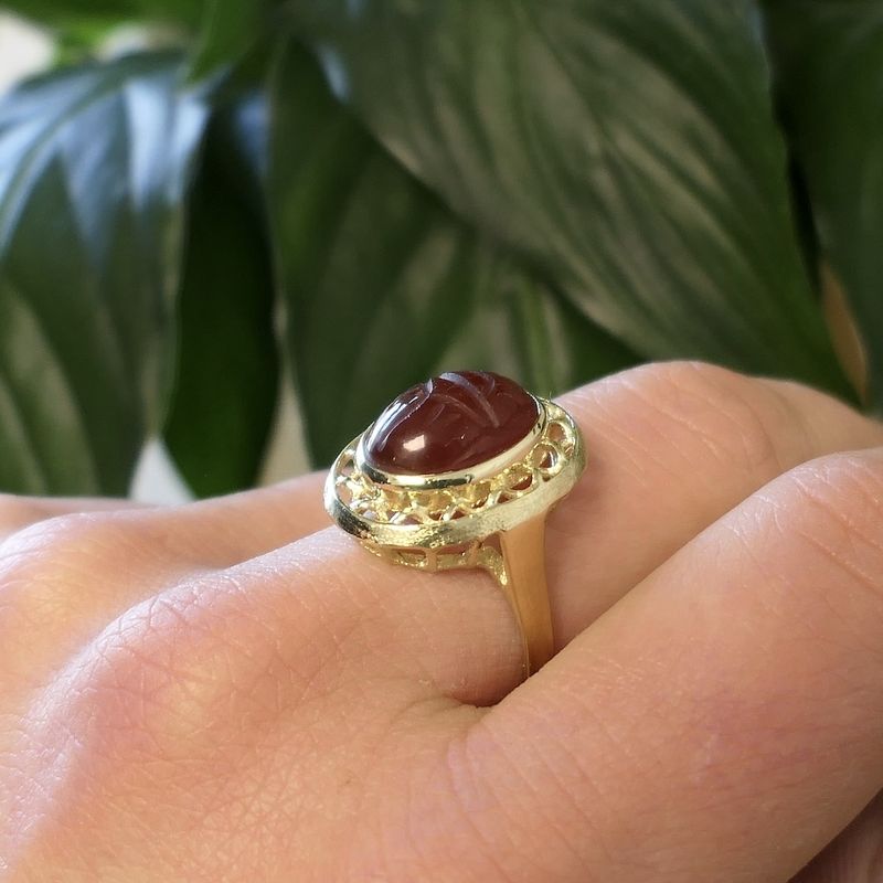 Image 7 of Gold ring with engraved carnelian