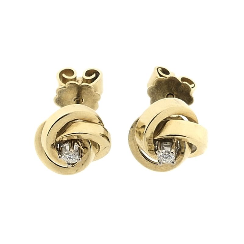 Image 6 of Vintage gold stud earrings with diamond | 0.07 ct.