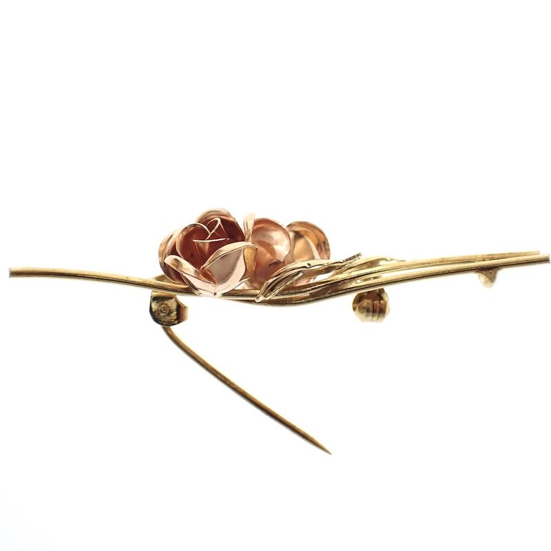 Image 3 of Two-tone gold brooch; Vintage/antique | Rose