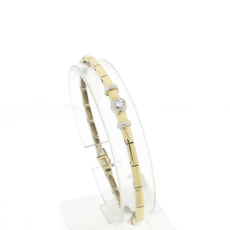 Image 1 of Two-tone gold link bracelet with diamond