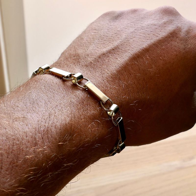 Afbeelding 10 van Gouden robuuste fantasie schakelarmband | 19 cm