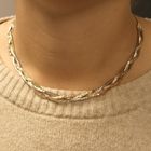 Image 7 of Exclusive gold braided omega link necklace.