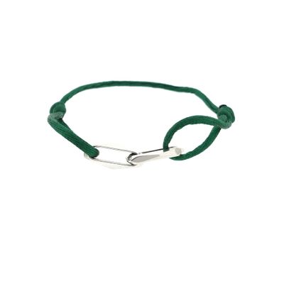 Image 1 of Forever Knots® Green Satin Bracelet with Silver Link