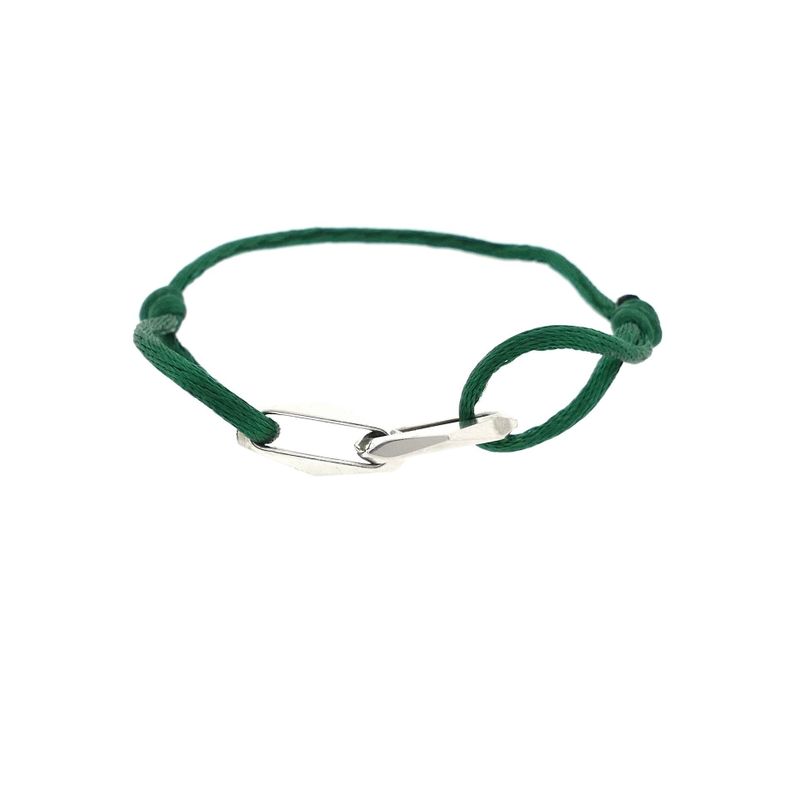 Image 1 of Forever Knots® Green Satin Bracelet with Silver Link