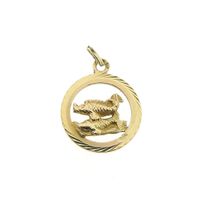 Gold zodiac sign pendant; Pisces