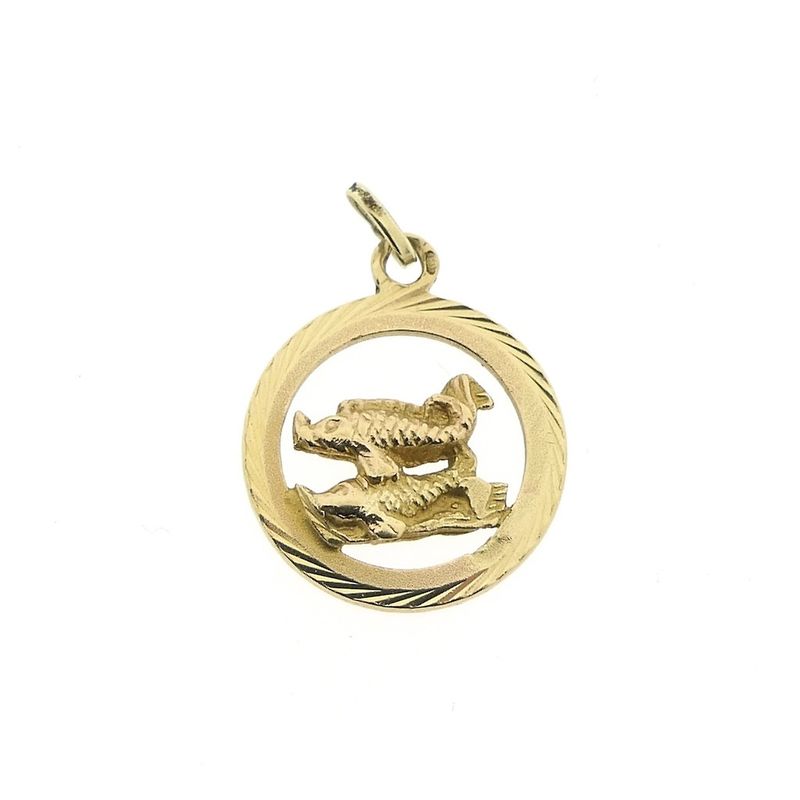 Image 1 of Gold zodiac sign pendant; Pisces