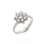 Image 1 of 14K White Gold Flower Ring with Diamond; Size 17.5