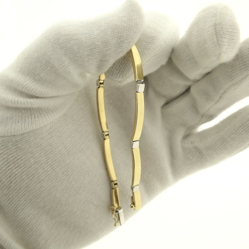 Image 10 of Two-tone gold bar link bracelet | 18.5 cm