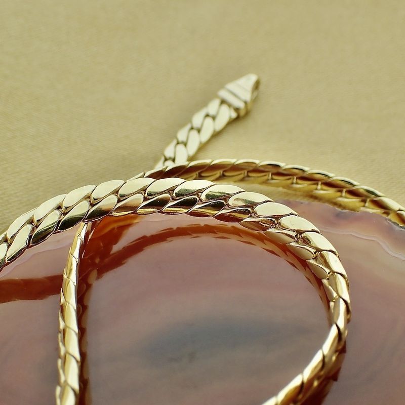 Image 3 of Gold flat gourmet link chain | 45 cm