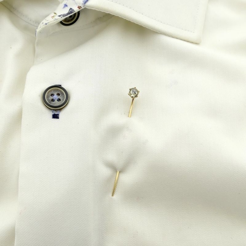 Image 9 of Gold lapel pin, tie pin with rose-cut diamond | Approx. 0.10 ct.