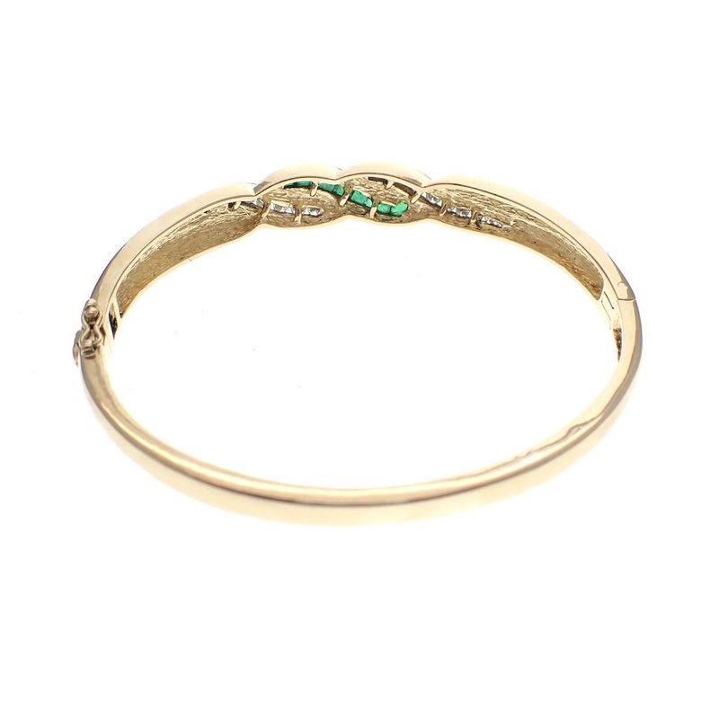 Image 4 of Gold bracelet with emerald and diamond 0.51 ct.; Vintage | Ø 57 mm