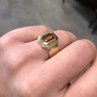Image 2 of Two-tone gold ring with emerald-cut gold topaz