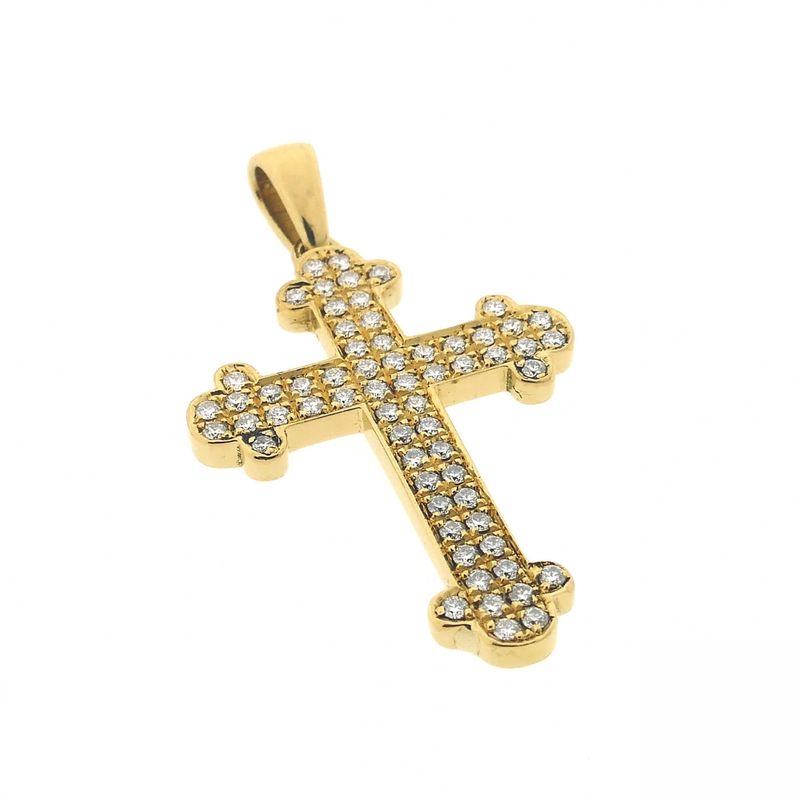 Image 2 of Gold pendant of a cross with diamond; 0.31 ct.